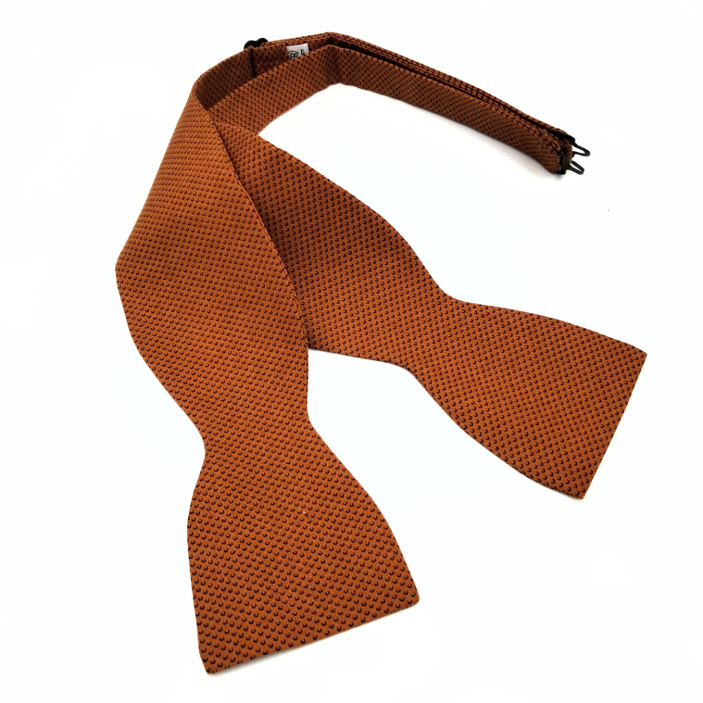 NOEUD PAPILLON À NOUER brun camel motifs noirs en coton