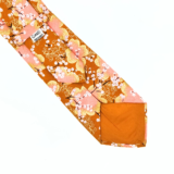 Cravate ocre rose et doré fleurs de cerisier