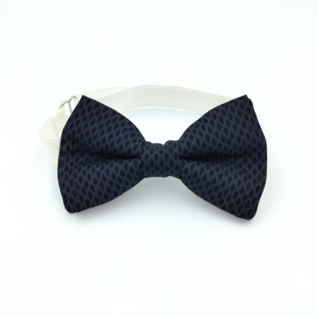 NOEUD PAPILLON ENFANT bleu marine gouttes d'eau en coton