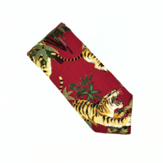 Cravate rouge tigre et bambou