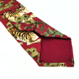 Cravate rouge tigre et bambou